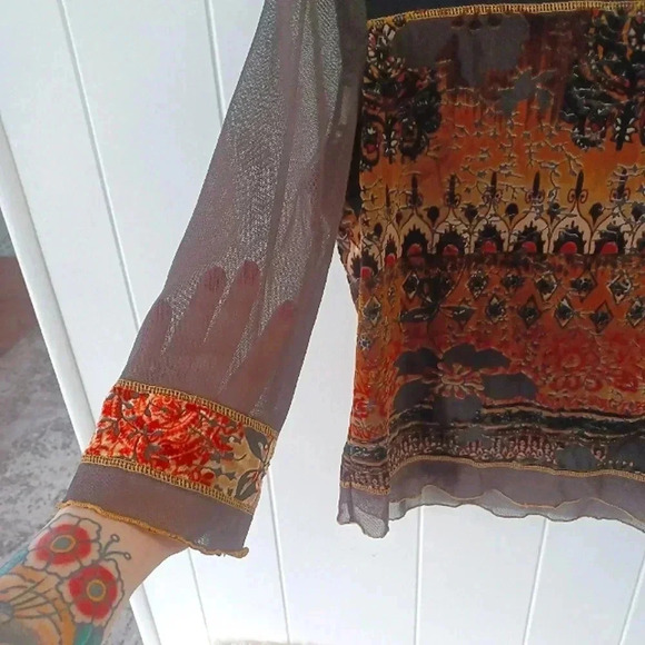 Tribal Brand Velvet + Mesh Top - Picture 4 of 7